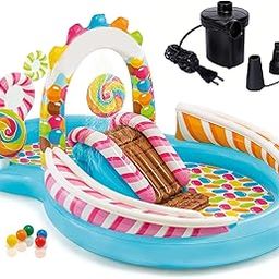 GLAN Inflatable Bathing/Swimming Tub for Kids and Adults Indoor and Outdoor Spa Swimming Pool with Air Filling Pump Multicolour Pack of 1 (Multicolour Slide Bath Tub)-image-47
