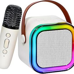 WISHKEY Mini Bluetooth Speaker with Wireless Karaoke Mic, in-Built USB Rechargeable Battery with Music and Light Effects, Portable Bluetooth Connectivity Speaker, (Cream, Pack of 1)-8