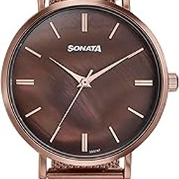 Quartz Analog Brown Dial Brown Stainless Steel Strap Watch for Women-picture-47