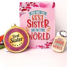 Regalocasila Best Sister In The World Keychain Raksha Bandhan Combo Gift for Sister from Brother Best Sister In The World Greeting Card Best Sister Medal Birthday Gift for Sister Combo Gift For Rakhi-image-10