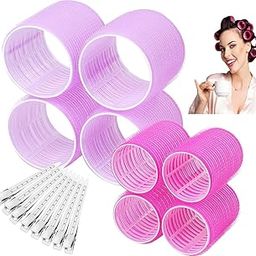 Spoken Self Grip Hair Rollers Curlers 20 Pcs Set with 8Pcs Heatless Hair Rollers 2 Sizes (4 Jumbo & 4 Large) and 12 Pcs Hair Clips for Long Medium Short Thick Fine Thin Hair Volume-18