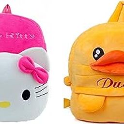 Black Hill Kids School Bag Soft Plush Backpack Cartoon Bags Mini Travel Bag for for Girls Boys Toddler Baby Hello Kitty & Yellow Duck-image-93