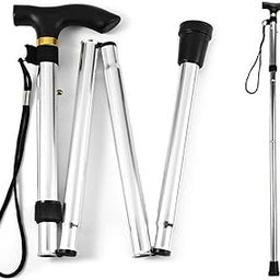 MUBBA Foldable Walking Stick 4 Folding Sections Walking Canes Height Adjustable (Silver)-image-7