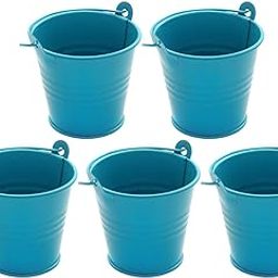 UJEAVETTE 5X Small Metal Buckets Ornament Mini Candy Tiny for Yard Party Lawn Blue-image-35