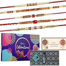 maalpani Rakhi Chocolate Pack | Rakhi Set Of 5 With Celebration Chocolate Box | D5042C, 299 Gm-image-48