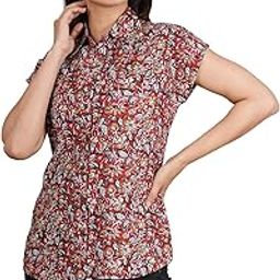 Women's Cotton Floral Print Casual Shirt, Half Sleeves Collared Neck, Regular Fit Shirt for Girls/Women-picture-46