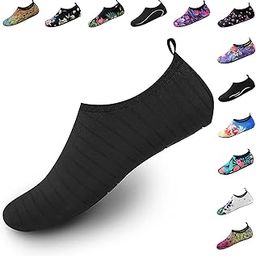 Water Shoes for Women Men Swim Barefoot Quick-Dry Adult Aqua Socks Non Slip Yoga Shoes Pool Camping Beach Accessories, 1-striped Black, 7.5-8.5 Women/6.5-7.5 Men-image-66