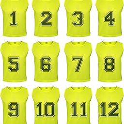 DURAMESH Set of 12- Scrimmage Vest/Pinnies/Team Practice Jerseys with Free Carry Bag. Sizes for Children, Youth, Adult and Adult XXL (Neon Yellow Numbered, Medium)-image-20