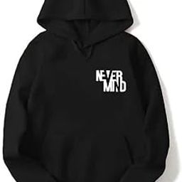 Women's Hooded Neck Regular Fit Fleece Short NEVER MIND Printed Hoodie For Winter Wear-image-76