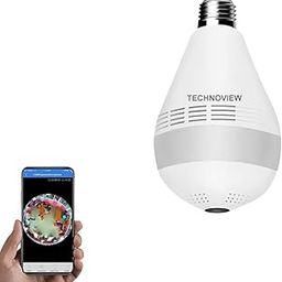 TECHNOVIEW Fisheye 360 Degree Smart WiFi Wireless Light Bulb Security Camera Spy Hidden Panoramic Security Bulb Camera Indoor (Bulb Camera HD)-2