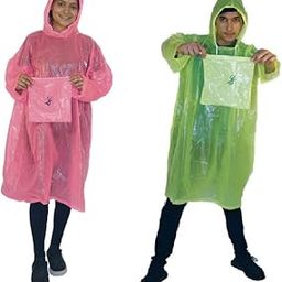 Unisex Waterproof Long/Full Raincoat Rain Poncho with Adjustable Hood and Reflector at Back for Night Visibility (Pack of 2) (Size: Universal,Color-Green & Pink)-14