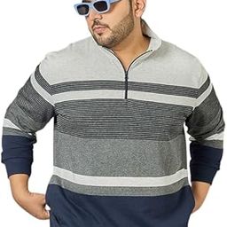 Man Striper High Neck Sweatshirt-image-14