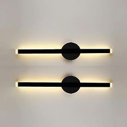 Groeien Pack of 2 | 15w Modern LED Long Wall Sconce Black Wall Light for Bedroom Living Room Corridor Lighting Fixtures Wall Mount (Black(47cm)-18