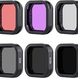 ND Filter/Snorkel Filter 6-Pack Accessories Kit for GoPro Hero 12 11 10 9 Black with ND32/16/8 CPL and 2 Color Red Filters Ideal for Standard Day Photography and Shallow Diving Recording-12
