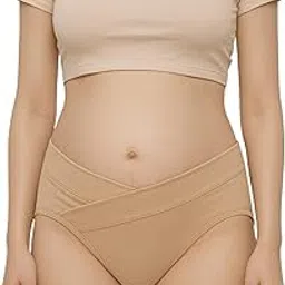 tummy Under Bump Maternity Underwear | Women's Pregnancy Panties Low Waist, V Shape Cotton Hipster Briefs, Breathable Postpartum Panties for C-Section Recovery-picture-6