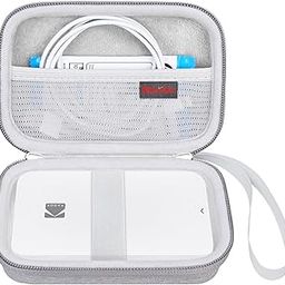 Elonbo Carrying Case for KODAK Step Instant Smartphone Photo Printer, Portable Mini Color Wireless Mobile Printer Travel Storage Protective Case, Mesh Pocket Fits KODAK Step Photo Paper Cable, Grey-6