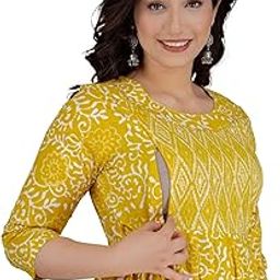 Women's Pure Cotton All Over Printed Maternity Feeding Kurti | All Over Print Maternity Gown-image-68