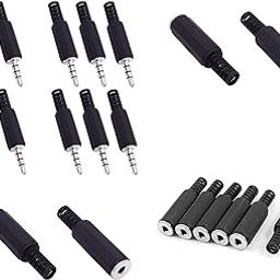 fdealz® [ 20 Pieces ( 10 Male & 10 Female ) ] 3.5mm Replacement Jack TRS 3 Pole Stereo Female Jack Plug + 1/8" 3.5mm Solder Type DIY Male TRRS Audio Cable Connector for Headphone Headset Earphone Cable Repair-image-35