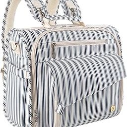 ALLCAMP Diaper Bag Large, Support Baby Stroller, Converted Into a Tote Bag, Blue Stripe, Traditional-46