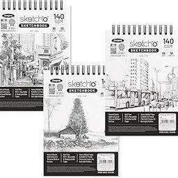 Anupam Sketch-O Sketchbook A6 | 50 Sheets 100 Pages | 140GSM | Durable Acid Free Drawing Paper | Top Spiral-Bound Sketchpad for Artists & Professionals for Marker Colored Pencil Charcoal (Set of 3)-17