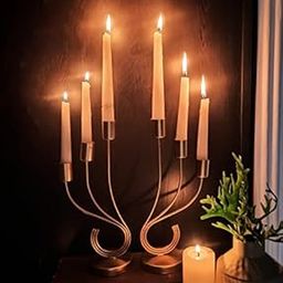 Bystreet Artisans home decors Candle Stand Candle Stick Holder for Valentine's Day Decoration Theme Party Decorations Table Top Centerpiece Candle Holder (6 Slot Golden)-image-34