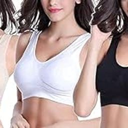 OK INTERPRISES Women's Non-Padded Non-Wired Sports Air Bra (Free Size 28-34) Pack of 3 Multicolour-image-88