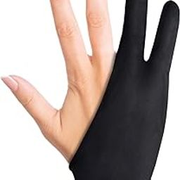 Worison Artist Two-Finger Glove for Pencil Sketching, Watercolours Painting and Graphics Drawing Tablet 1pc (Free Size), Black-30