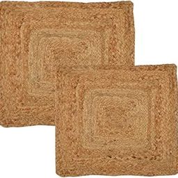 Legacy Braided Jute Placemats for Bed-Side Table, Center Table, Dining Table Mat 35 Cm Natural/Beige - 2 Piece (Square, 2)-image-4