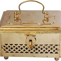 Vintage Brass PanDaan,Cricket Box with Lattice Design, Double Compartment Storage Box with Handle, Decorative Trinket Container-image-5