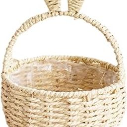 UJEAVETTE Handcrafted Woven Basket Decorative Portable Festival DIY Flower Arrangement White-image-21