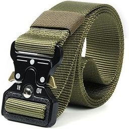 Men's Tactical Belt, Heavy-Duty Canvas Nylon Combat Belt with Quick-Release Buckle, Military-Grade-image-2