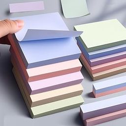 Sticky Notes 400 Sheets Cube (4 Colors x 100 Sheets Each) Self Adhesive for Reminders, Notes, School, Study, Office Organizing Memo Meetings Pad 7.6 cm x 7.6 cm, Pastel Morandi Colors-2