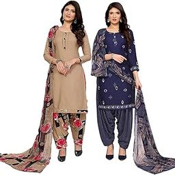 Women's Crepe Dress Material Set for Women | Unstitched Printed Fabric for Kurta Bottom & Dupatta (Pack of 2)-image-19