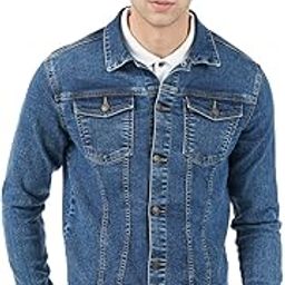 Men's Standard Length Cotton Blend Stretch Denim Jacket-image-67