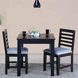 RSFURNITURE Solid Sheesham Wood 2 Seater Square Dining Table with 2 Cushioned Chairs for Home | Wooden Dinner Table Dining Room Sets for Restaurants | Warm Chestnut-7