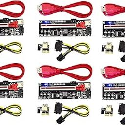 SaiRetail.Com 2022 V011 Pro / 11 Pro PCI-E Riser Express Cable 16x to 1x with 10 Caps & 13 Indicator Led Graphics Extension ETH Mining Riser Adapter Card for GPU with 60 cm USB 3.0 Cable - (6 Pack)-image-6