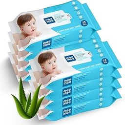 Mee Mee Baby Gentle soft Moisturing Wet Wipes with Aloe Vera extracts (unscented) without lid |72 pcs| Pack of 8-image-44