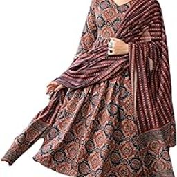 avayayat Women Rayon Block Printed Anarkali Kurta and Pant Set With Dupatta Set Kurta Sets Kurtis-picture-0
