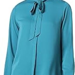 Women's Polyester Regular Fit Full Sleeve Tie Neck Formal Top-picture-2