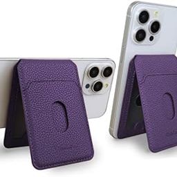 ClickCase Bifold MagSafe Wallet, Minimalist iPhone Wallet with Stand, Magnetic Closure Wallet for iPhone 16/15/14/13/12 Series, Card Holder, MagSafe Accessories, Vegan Leather (Purple)-18