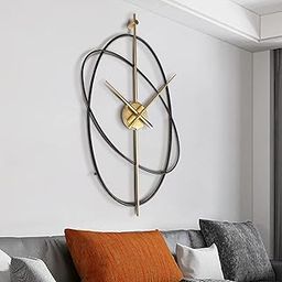 Metal Analog Wall Clock Decor Art Sculpture For Home Office Living Room Bedroom Restaurant Cafe (24 Inches/ 60 Cms),Black-16