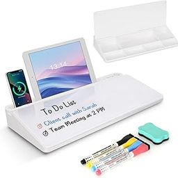 WALGLASS Glass Desktop Whiteboard for Storage Desk Supplies, Deskboard Buddy with Computer Keyboard Stand, White Dry Erase Board with Drawers for Home, School, Office Desk Organizers and Accessories-image-91