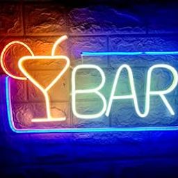 SG PRINT Bar Neon Sign - Acrylic & Bar decoration Led Signs, Neon Bar Signs for Home Bar, Pub, Party Wall Decor - Bar & Home Restaurants LED, bar shops club. (Blue+white+pink)12x18-image-54