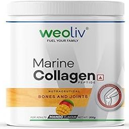 Weoliv Marine Collagen for Bones & Joints Health, With UC-II®, Hyaluronic Acid, L-Arginine & Vitamin C | Mango Flavor | No Added Sugar | Clinically Proven | 10g Serve | 200g-10