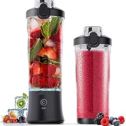 LANCEMATES Portable USB Rechargeable Blender â600ML Personal Smoothie Maker, Powerful Ice Crusher for Fresh Fruit Juices on The Go-4