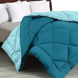 JaipurFabric® Microfiber 300 GSM Solid Double Bed Reversible AC Comforter/Blanket for Winter/Quilt/Duvets (84" X 93"), Ocean Blue-Teal Blue-picture-5