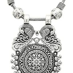 Traditional Oxidized German Silver Necklace for Women & Girls (Silver)-image-24