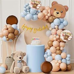 Special You Teddy Bear Theme Birthday Decoration iItems with Teddy Bear Foil Balloon, Pastel Peach & Blue Balloons for Decorations, Birthday Decoration kit for Baby Girl -64 Pcs-image-3