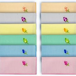 Women's Multicolor Pure Cotton Floral Embroidered Handkerchief | Size 25 x 25 cm-image-10