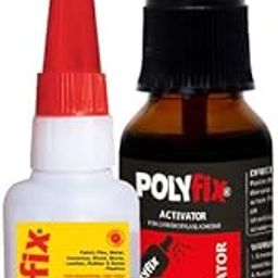 Polyfix Medium Viscosity Cyanoacrylate Instant Glue and Spray Activator Combo Kit - Suitable for Wood, Stones, Acrylic, Plastic, Metal - for Quick and Strong Bonding - 20g Glue + 20ml-picture-0